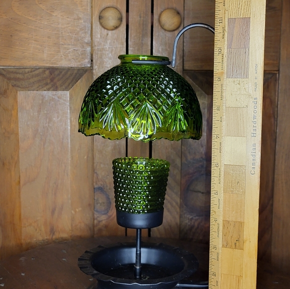 Vintage Green Glass Candle Lamp - Picture 3 of 16